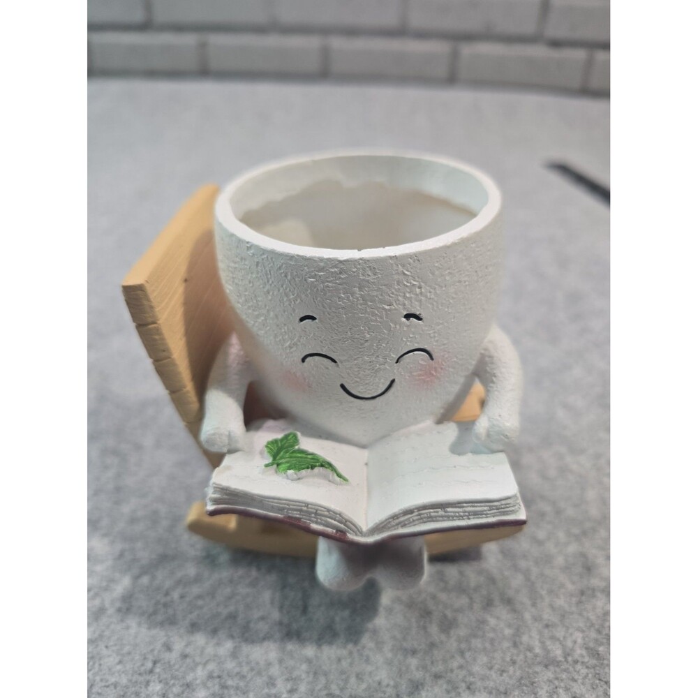 Smily Face Rocking Chair Reading Planter Pot for Indoor Plants | Cute Succulent